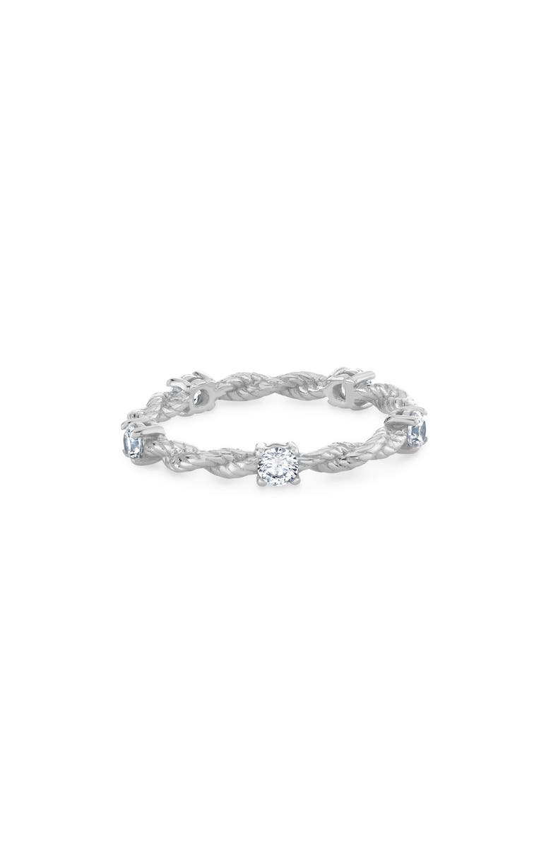 Crislu Cubic Zirconia Twisted Band Ring, Alternate, color, Pure Platinum / Clear Stone