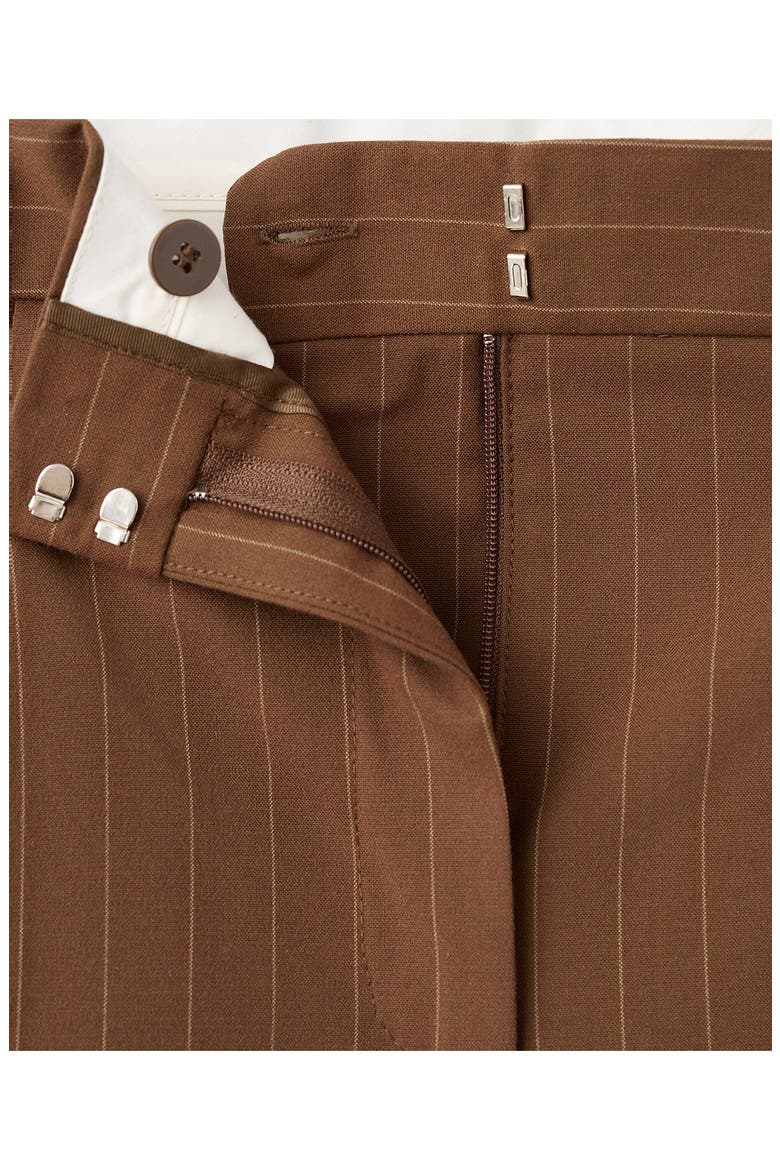 Pleated Pinstripe Straight Fit Bermuda Shorts, Alternate, color, CARAMEL