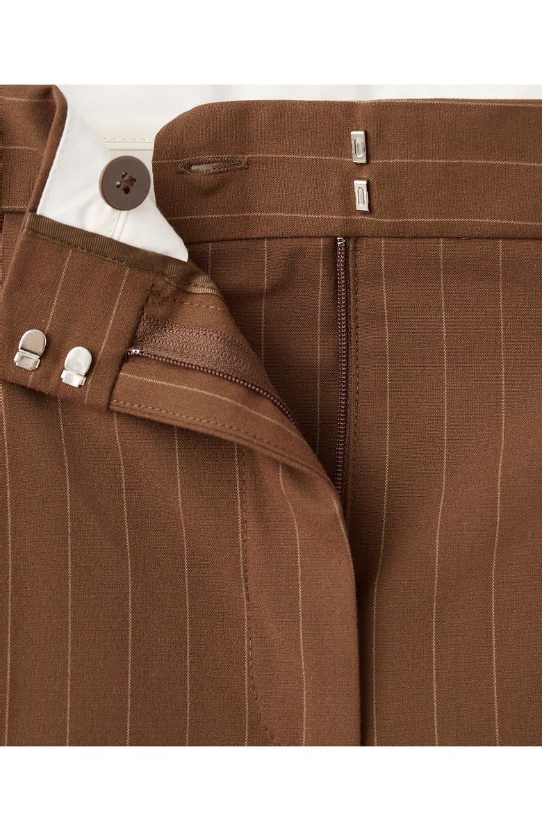 MANGO Pleated Pinstripe Straight Fit Bermuda Shorts, Alternate, color, Caramel