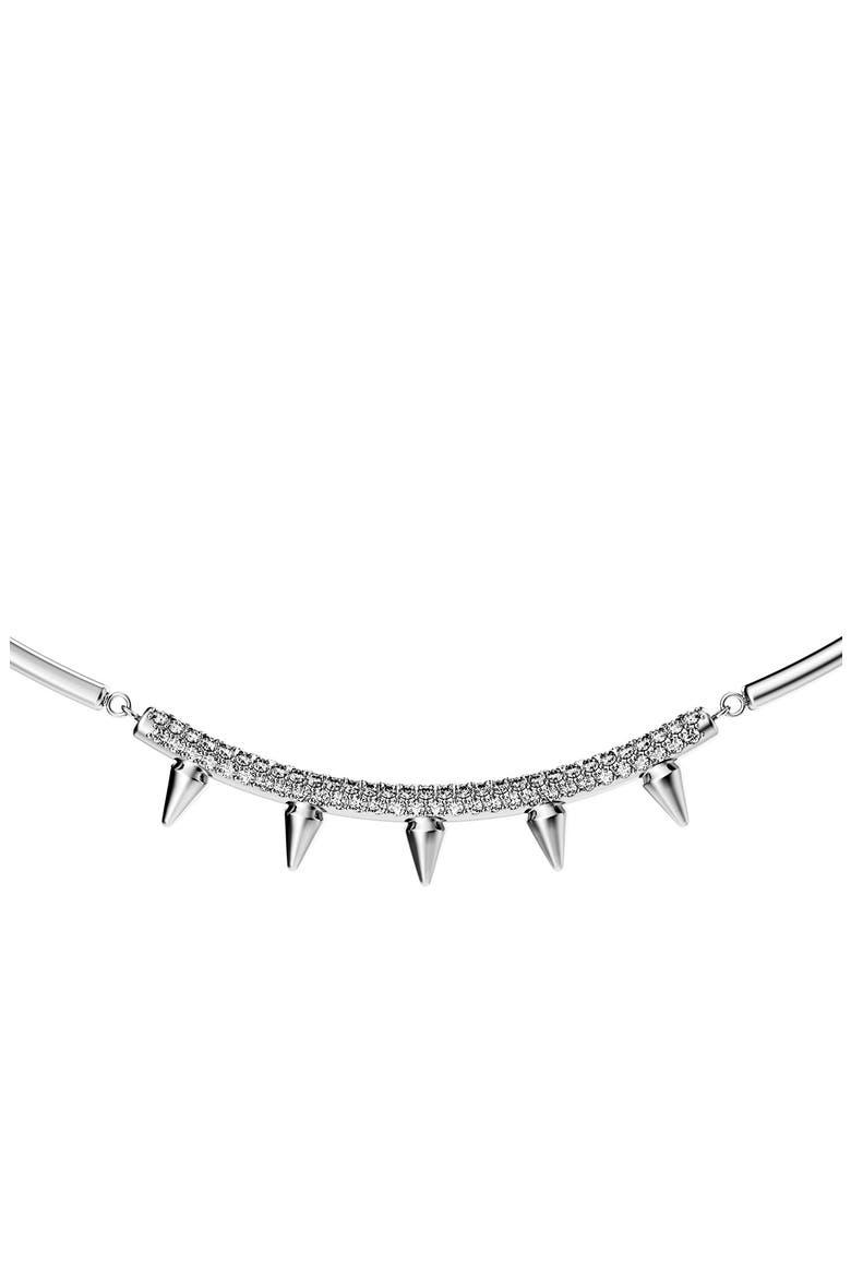 Pavé Cubic Zirconia Spike Chain Necklace, Alternate, color, SILVER