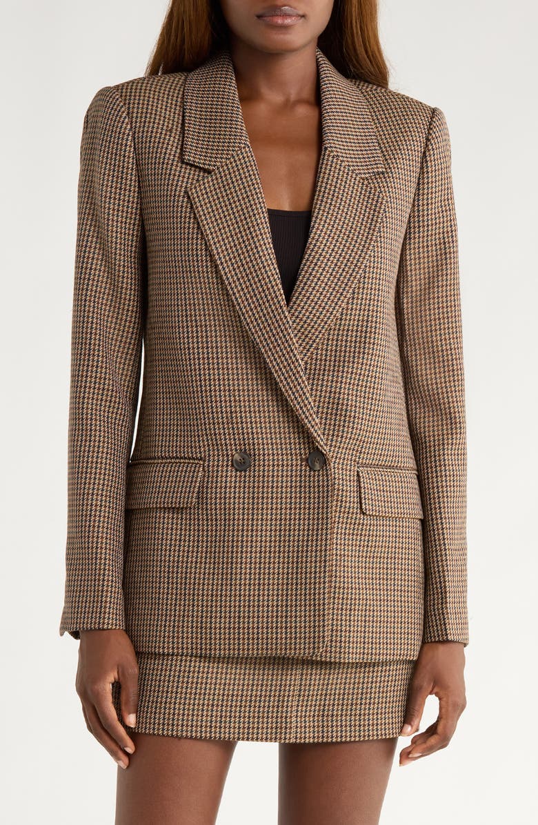 PAIGE Quentin Houndstooth Check Wool Blend Blazer, Main, color, Brown Multi