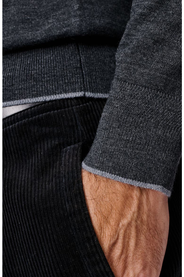 Elm Merino Textured Long Sleeve Polo, Alternate, color, Dark Charcoal