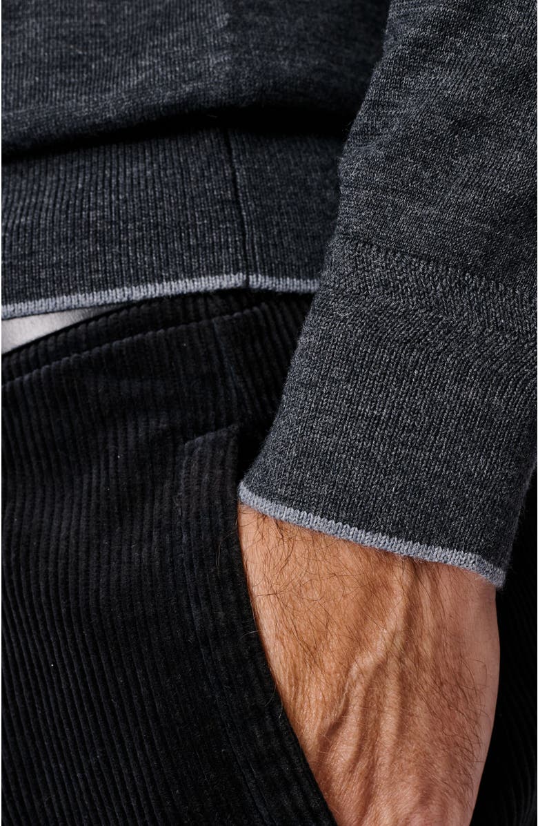 Aubin Elm Merino Textured Long Sleeve Polo, Alternate, color, Dark Charcoal