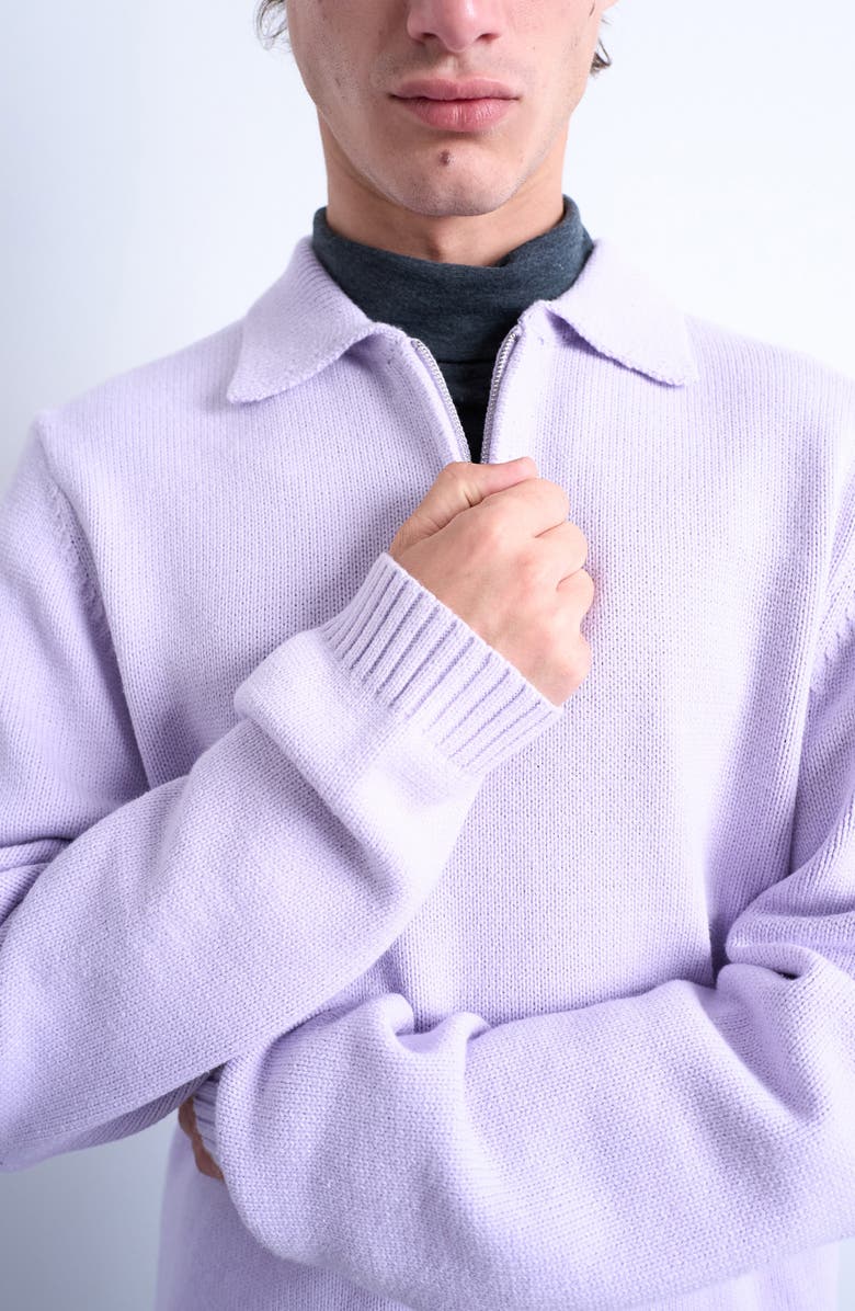 Topman Half-Zip Polo Sweater, Alternate, color, Lilac