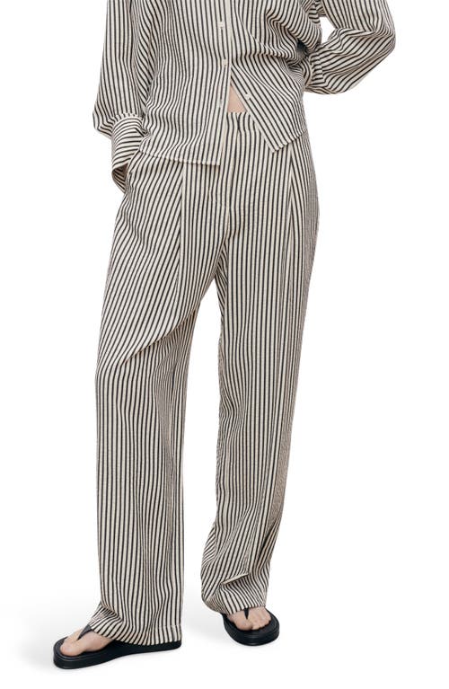 Mango Stripe Textured Straight Leg Pants