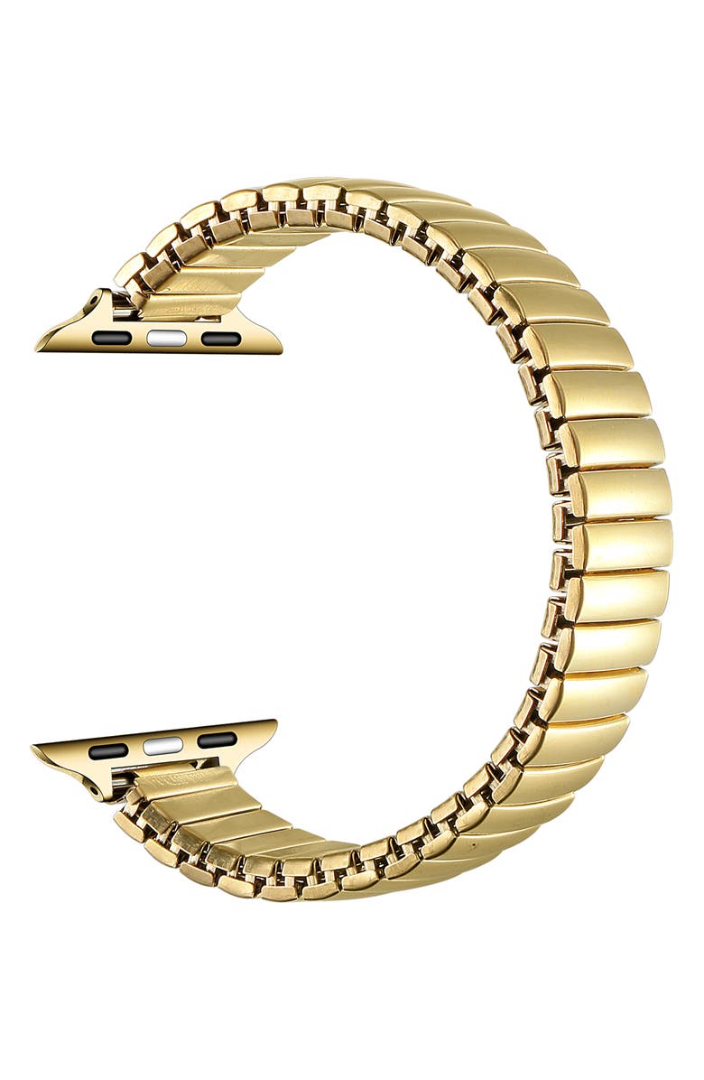 The Posh Tech Slink Skinny Elastic Stainless Steel Apple Watch<sup>®</sup> Watchband, Alternate, color, Gold