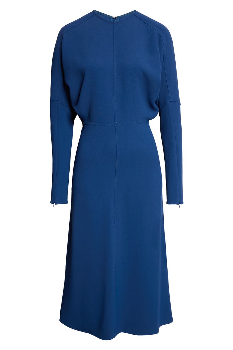 Dolman Long Sleeve Cady Midi Dress, Alternate, color, DARK OCEAN