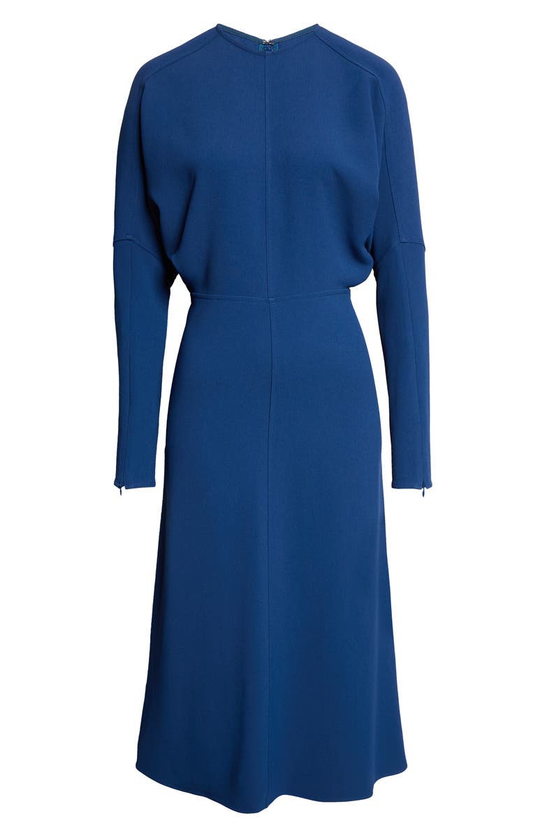 Victoria Beckham Dolman Long Sleeve Cady Midi Dress, Alternate, color, Dark Ocean