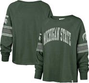 '47 Women's '47 Green Michigan State Spartans Allie Modest Raglan Long Sleeve Cropped T-Shirt