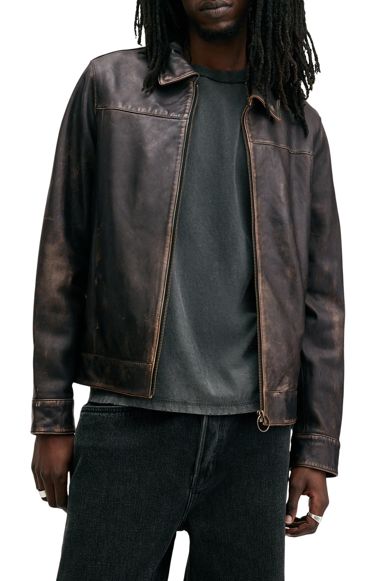 AllSaints Alkan Leather Jacket — фото 6