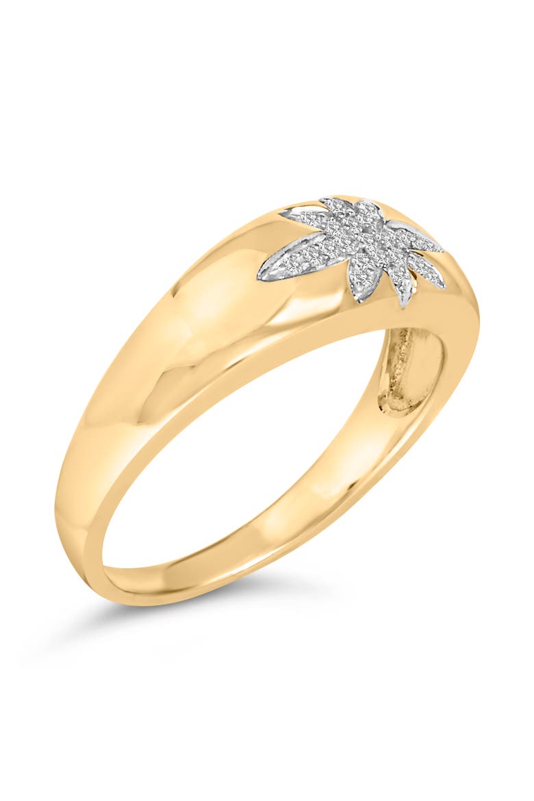 18K Yellow Gold 1/10 Cttw Diamond Star Burst Inlay Ring, Alternate, color, Yellow Gold