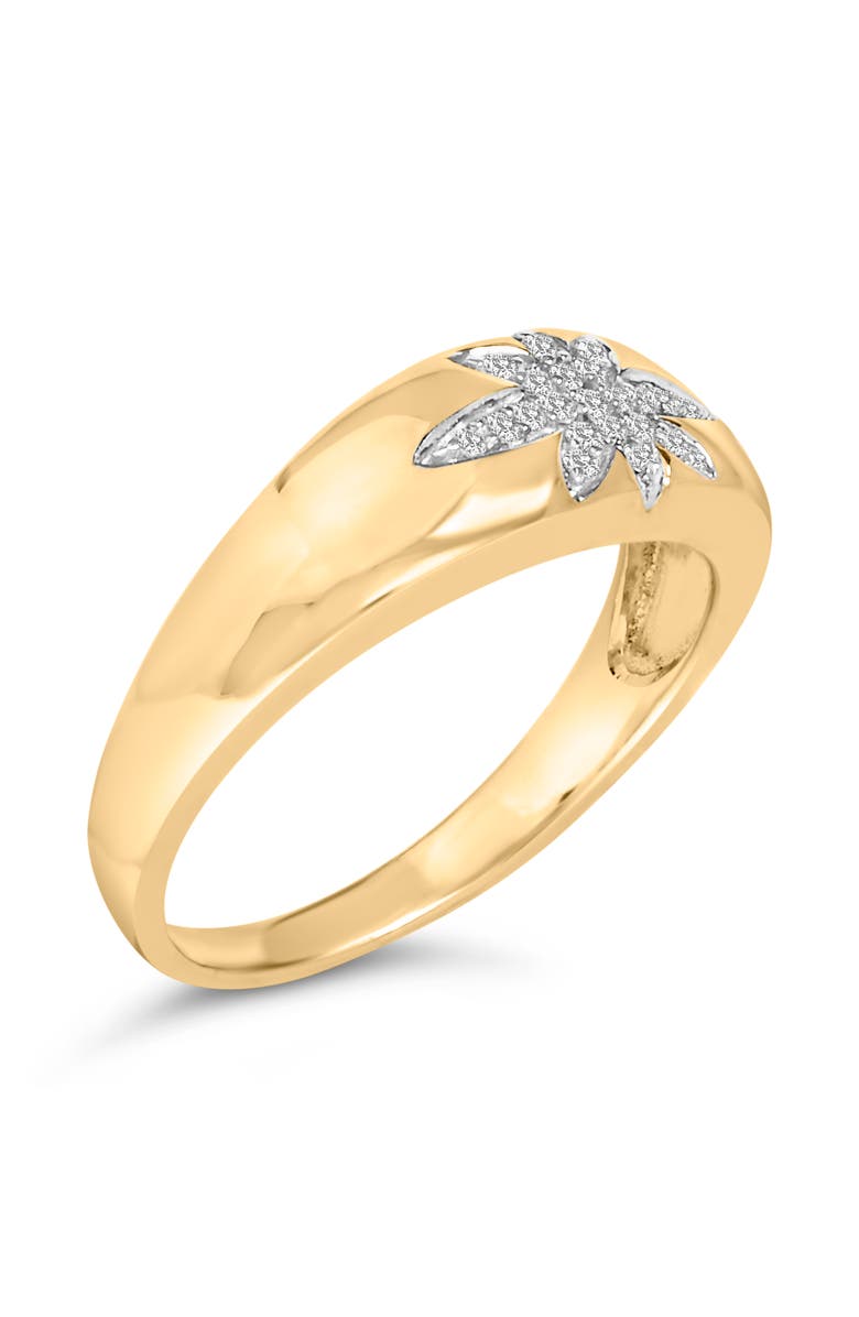 Haus of Brilliance 18K Yellow Gold 1/10 Cttw Diamond Star Burst Inlay Ring, Alternate, color, Yellow Gold