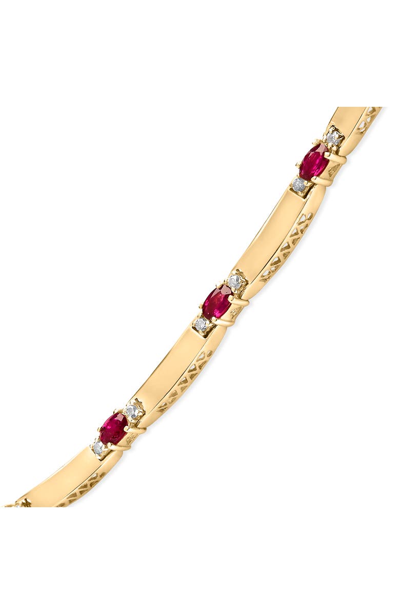 Haus of Brilliance 14K Yellow Gold Red Ruby and 3/8 Cttw Diamond Alternating Link Necklace, Alternate, color, Yellow
