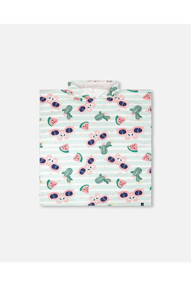 Hooded Flamingo and Cactus Beach Towel, Main, color, Blue Flamingo and Cactus Print