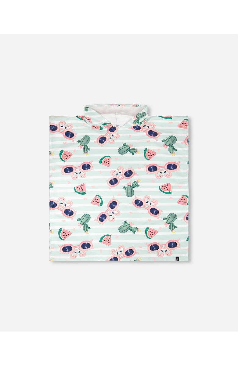 Deux par Deux Hooded Flamingo and Cactus Beach Towel, Main, color, Blue Flamingo And Cactus Print