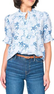 GIBSONLOOK Dianthus Floral Puff Sleeve Top