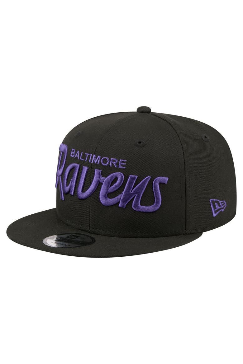 Men's New Era  Black Baltimore Ravens Core Team Script 9FIFTY Snapback Hat, Main, color, Black