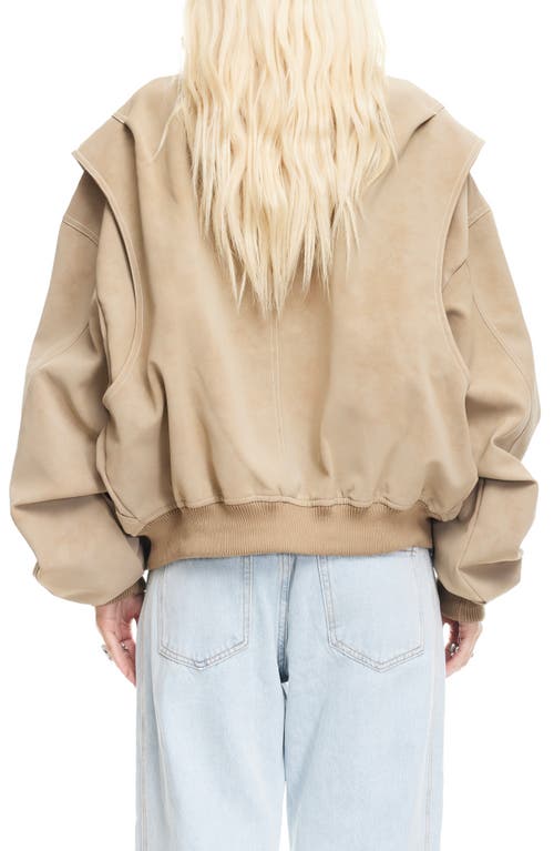 Lioness Vista Faux Suede Bomber Jacket In Brown