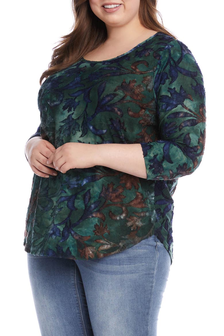 Tie Dye Burnout Shirttail Knit Top, Alternate, color, OLIVE