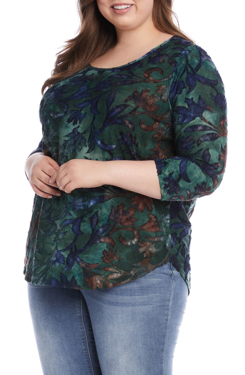 Karen Kane Tie Dye Burnout Shirttail Knit Top, Alternate, color,