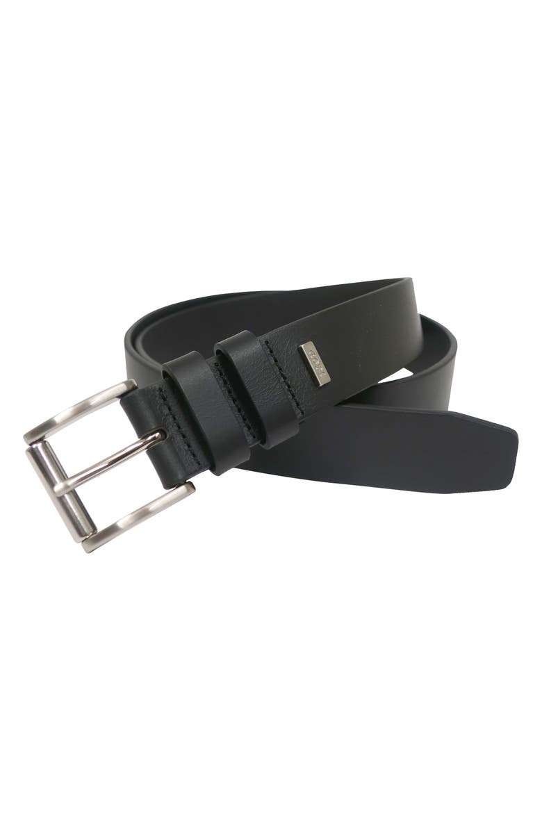 IZOD Cens Double Keeper Leather Belt, Main, color, Black
