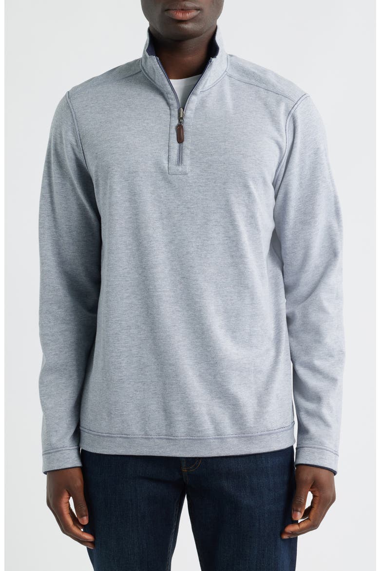 Icon Reversible Cotton Blend Quarter Zip Pullover, Alternate, color, NAVY/ STORM