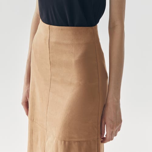 Ats Fern Suede Midi Skirt In Brown