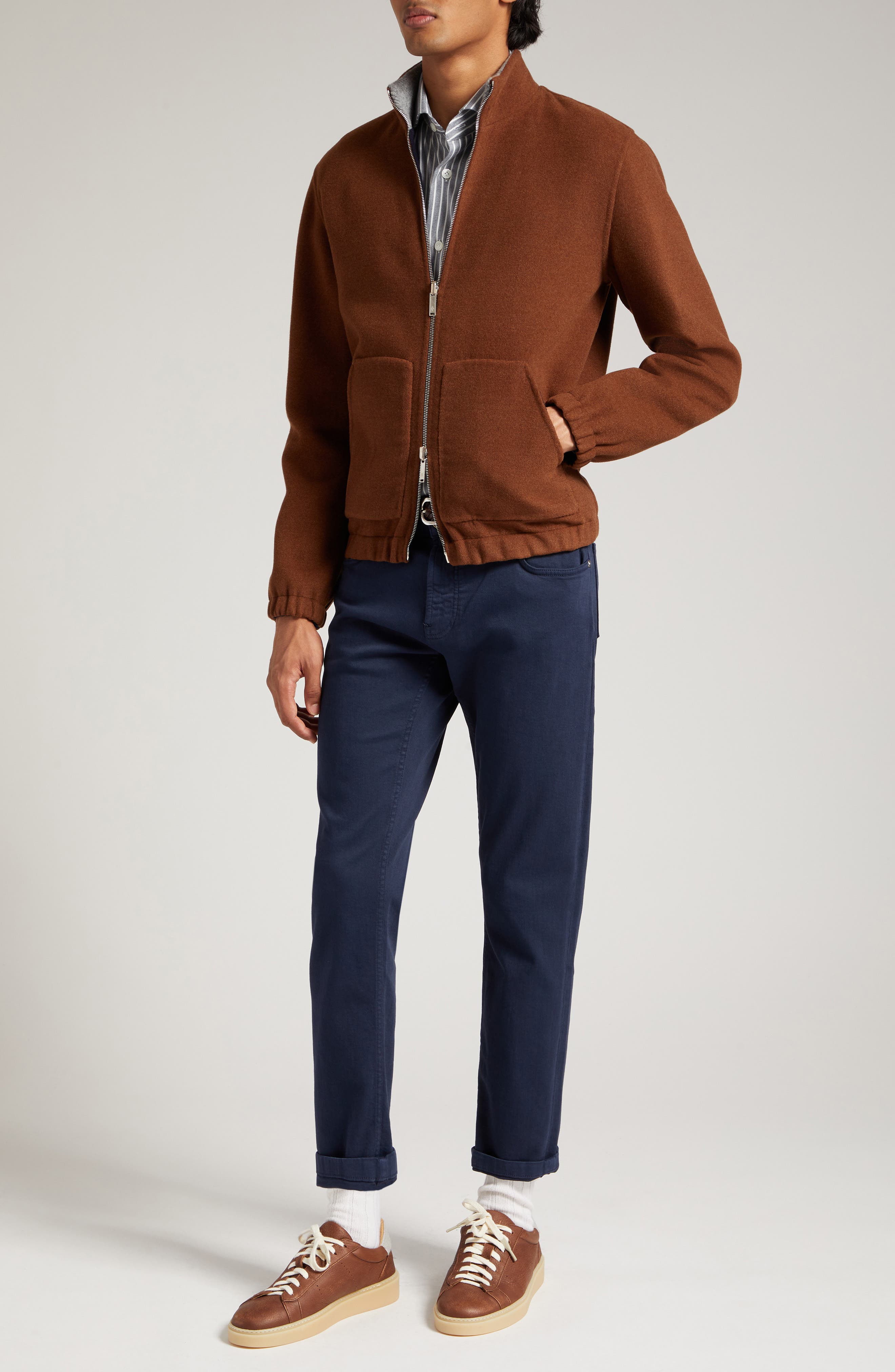 Pinstripe Cotton Blend Button-Up Shirt - image 2