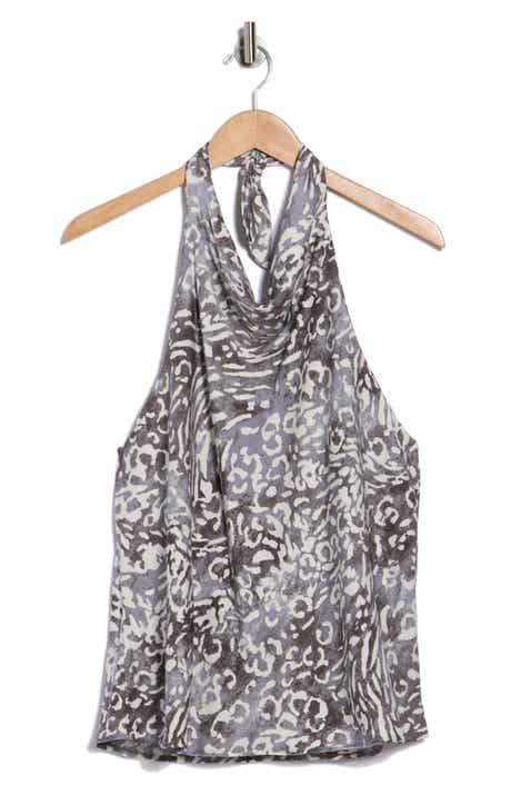 Renee C Animal Print Halter Satin Top