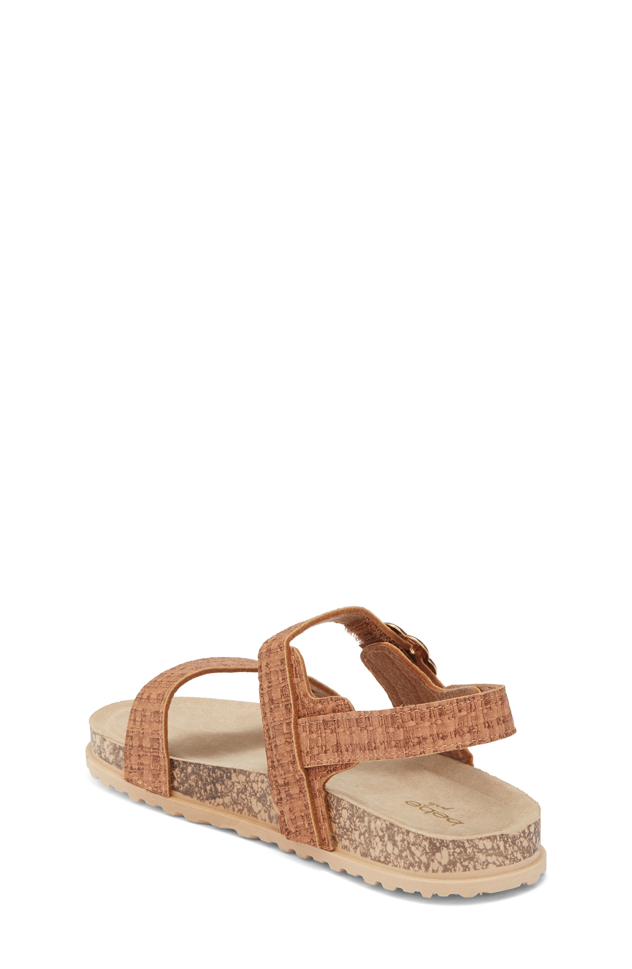 bebe Kids' Double Strap Footbed Sandal, Alternate, color, Cognac