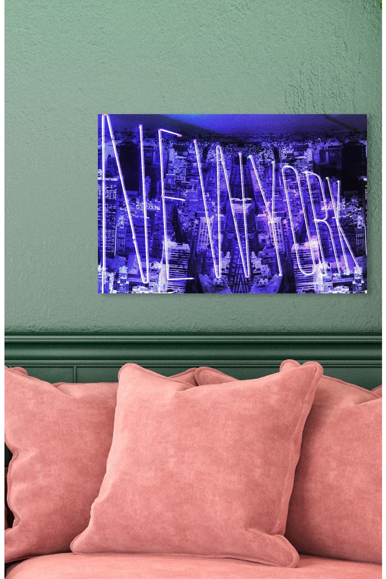 Neon New York City Canvas Wall Art, Alternate, color, PURPLE