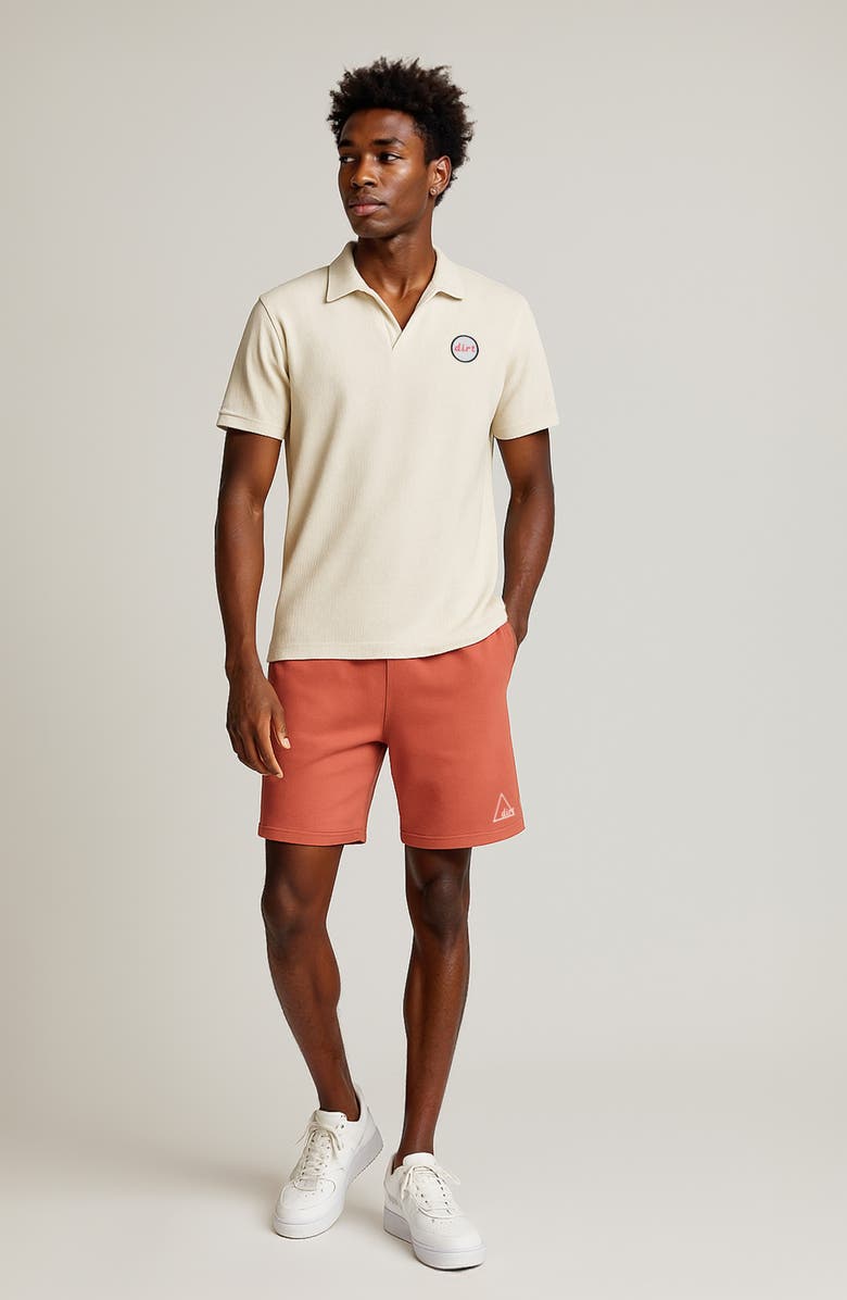 D.RT Vacay Textured Stripe Johnny Collar Cotton Polo, Alternate, color, Off-White