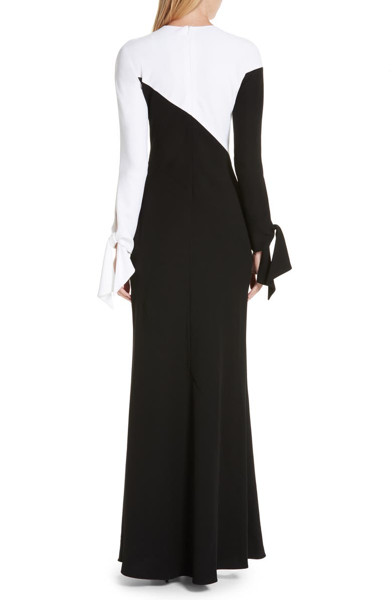 Carolina Herrera Bicolor Tie Cuff Bias Cut Gown, Alternate, color, 