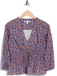 Derek Lam 10 Crosby Lilith Floral Smocked V-Neck Top
