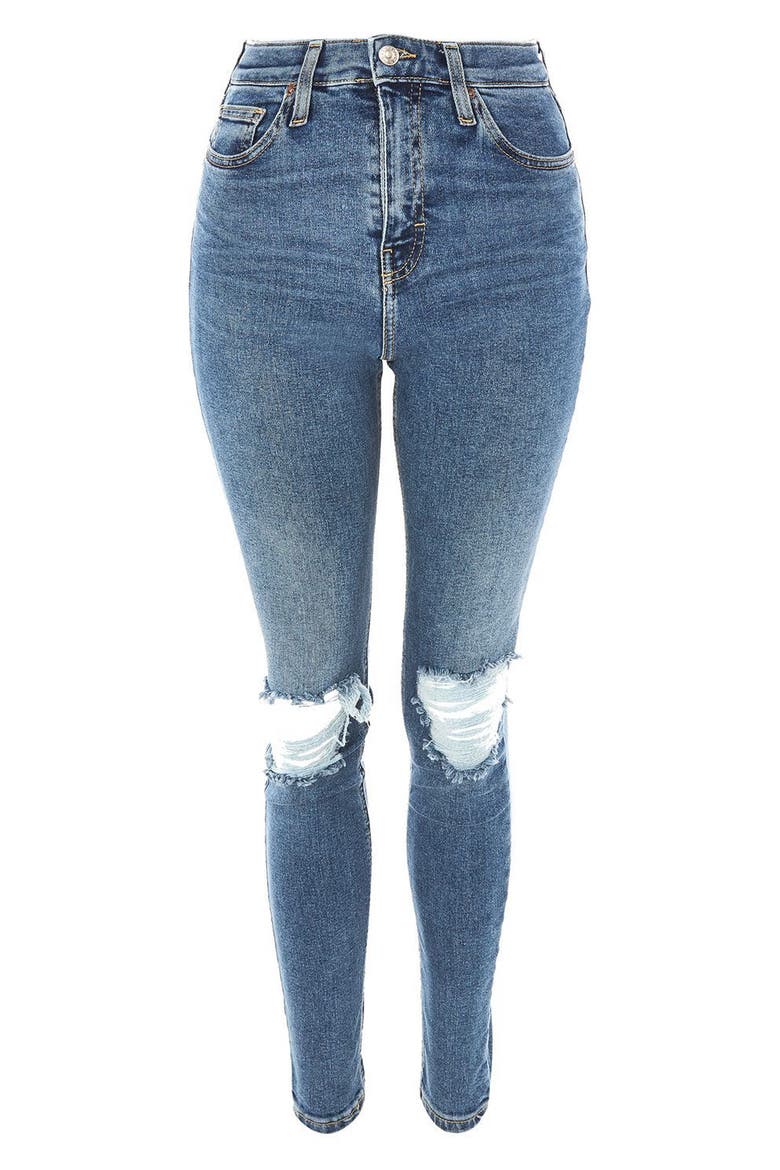Jamie Rip High Waist Skinny Jeans, Alternate, color, MID DENIM