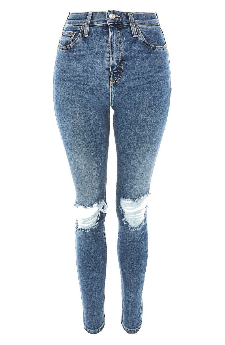 Topshop Jamie Rip High Waist Skinny Jeans, Alternate, color, 
