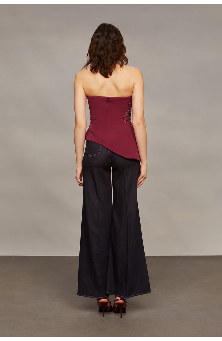 AMUR Ardell Beaded Floral Top, Alternate, color, Pinot Noir