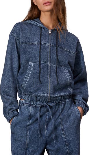 rag bone Miramar Denim Print Cotton Fleece Hoodie Nordstrom