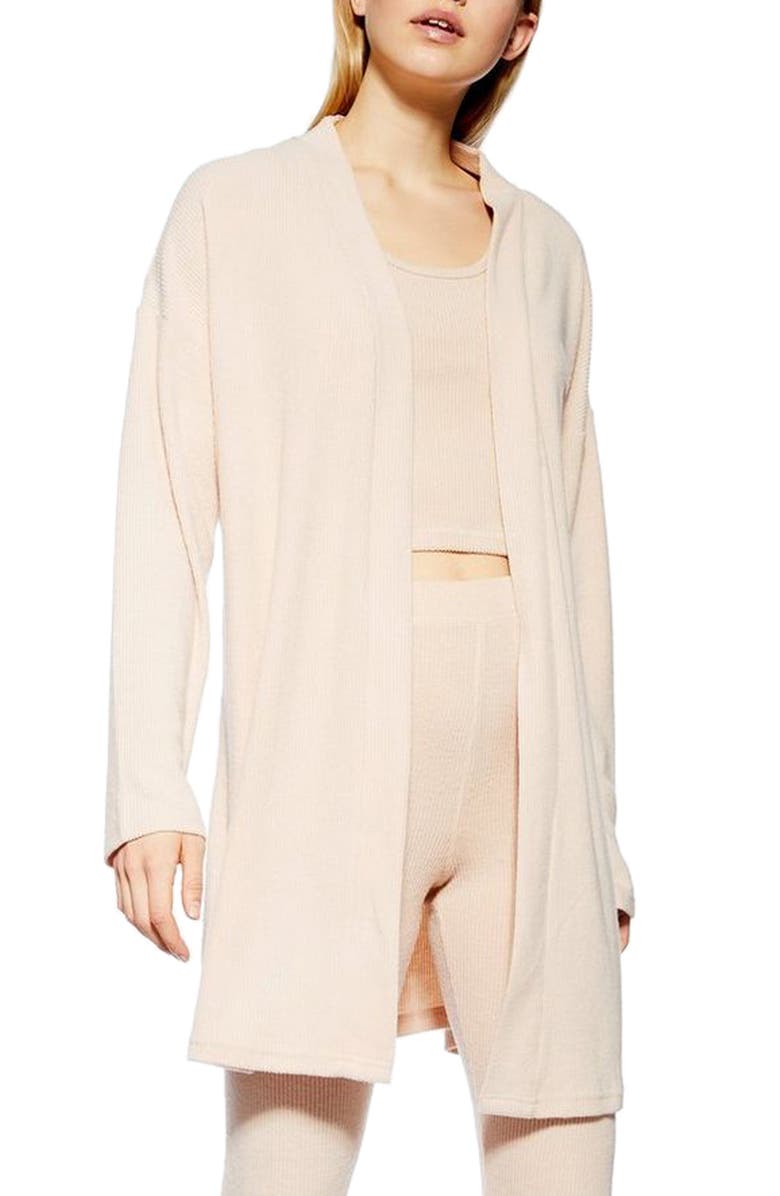 Topshop Brushed Rib Cardigan, Main, color, 