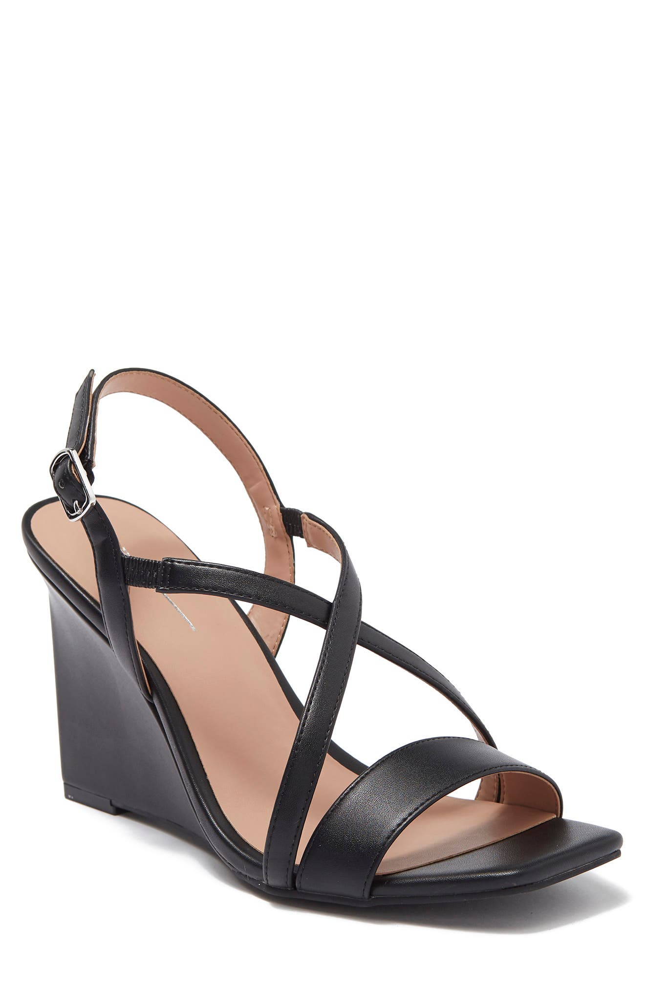 Linea Paolo Galen Strappy Wedge Faux Leather Sandal, Main, color, 