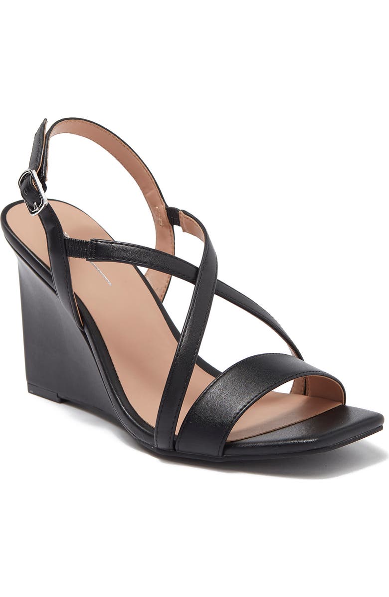 Linea Paolo Galen Strappy Wedge Faux Leather Sandal, Main, color,