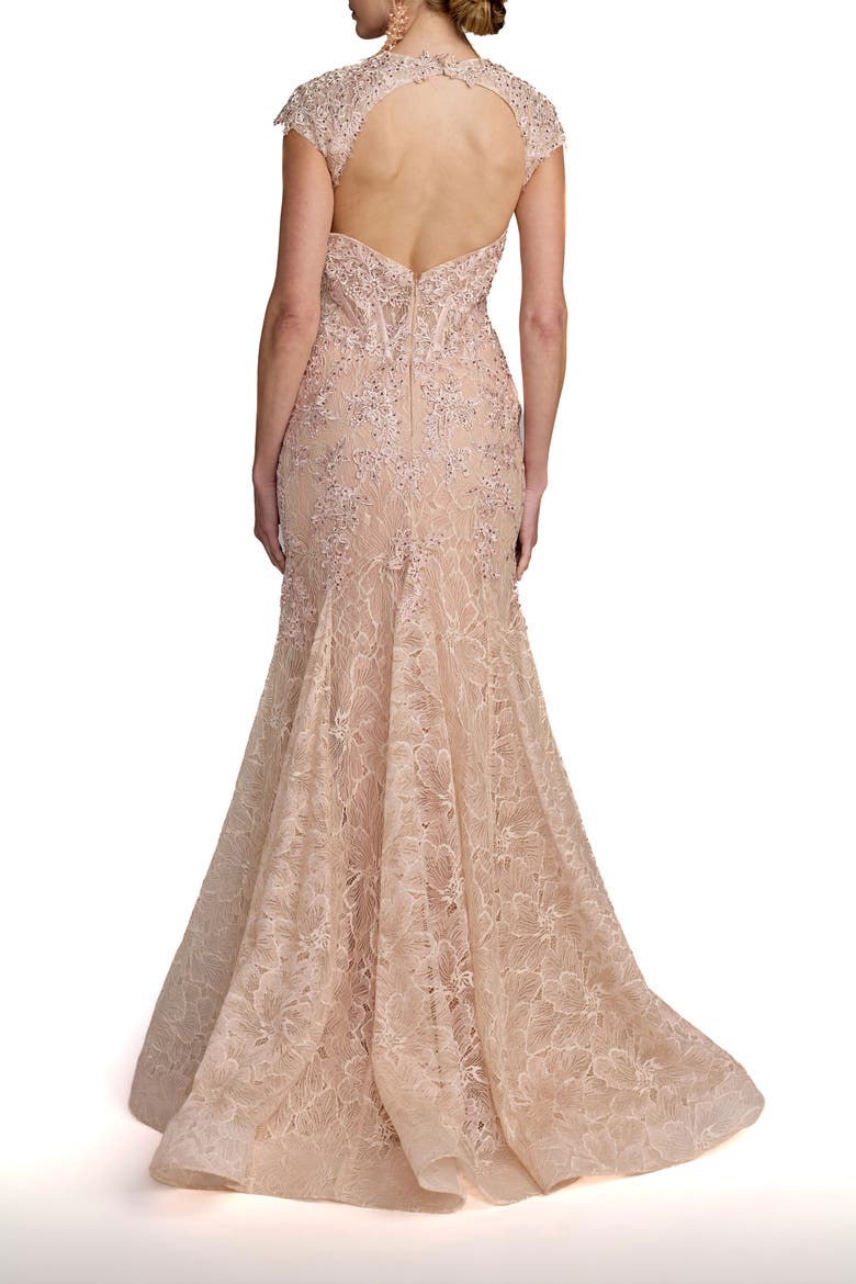 Embellished Sweetheart Cap Sleeve Trumpet Gown, Alternate, color, Blush
