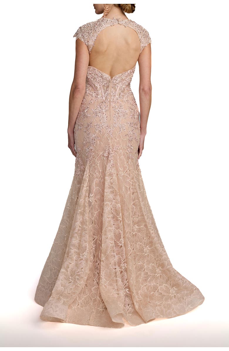Mac Duggal Embellished Sweetheart Cap Sleeve Trumpet Gown, Alternate, color, Blush