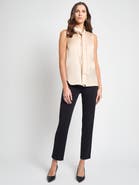 Misook Tie Neck Crepe de Chine Blouse
