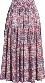 Treasure & Bond Smocked Waist Cotton Maxi Skirt