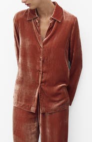 MANGO Velvet Button-Up Shirt