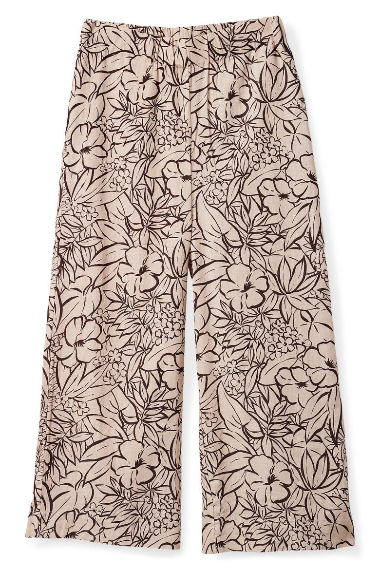 Indo Floral Linen Blend Wide Leg Pants, Alternate, color, WHITECAP