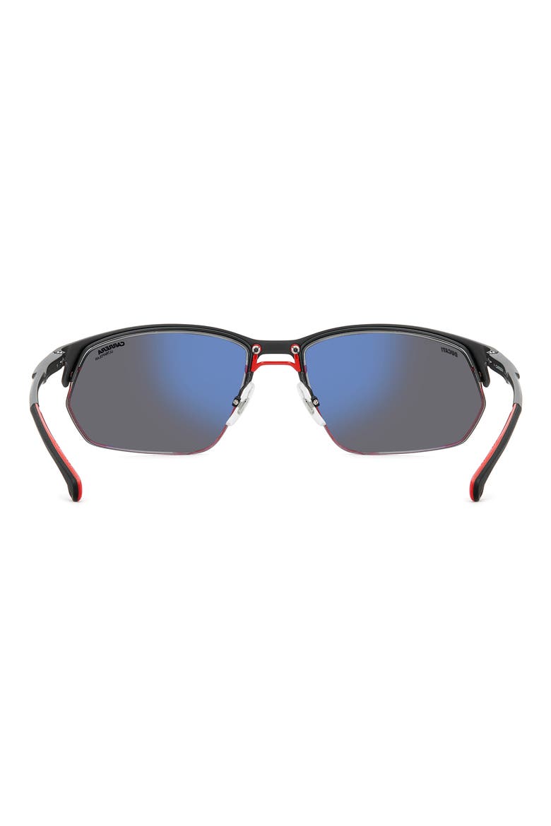 Carduc 65mm Polarized Rectangular Sunglasses, Alternate, color, MATTE BLACK/ RED