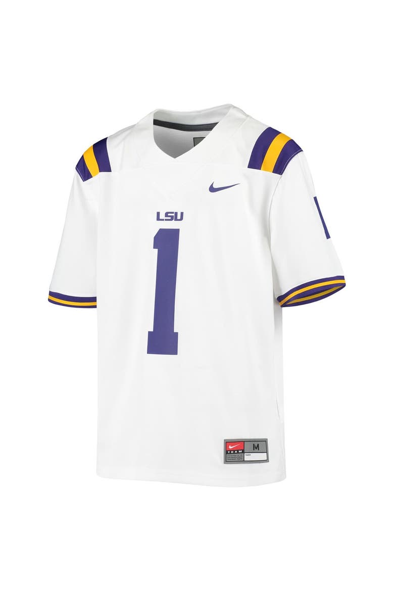 Youth Nike #1 White LSU Tigers Untouchable Football Jersey, Alternate, color, White