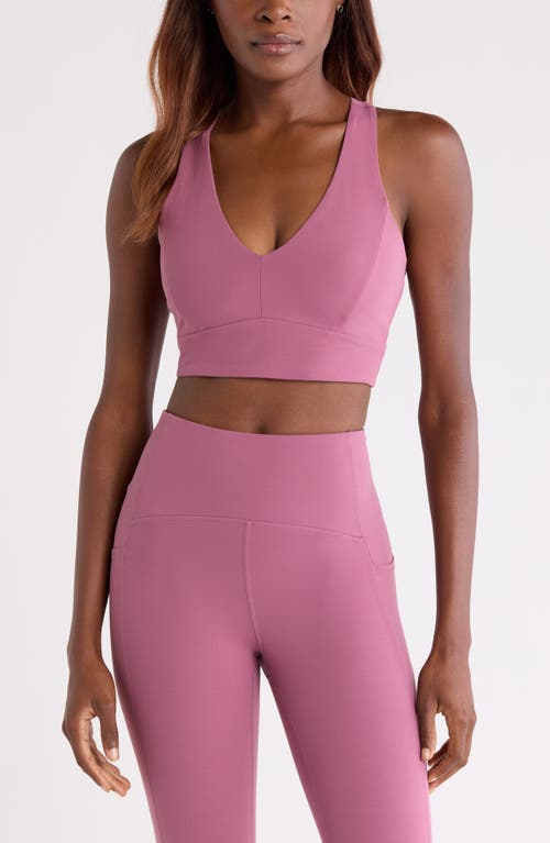 Zella Studio Luxe V-neck Racerback Sports Bra In Pink